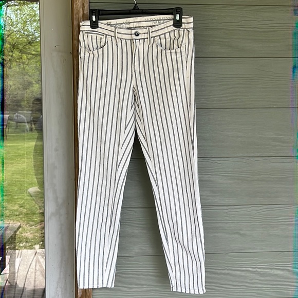 Madewell Striped Skinny Skinny Ankle Jeans - Picture 1 of 10
